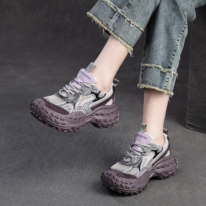 Summer New Breathable Mesh Platform Dad Shoes Fashion Casual Dirty Shoes Women Sneakers