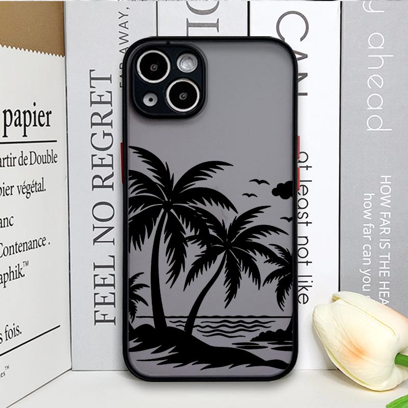 Black Coconut Palm Tree Printed Phone Case for IPhone 16 14 15 Pro Max 11 12 13 PRO MAX Mini 7 8 Plus X XS Shockproof Hard Cover