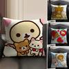 RRilakkuma Cartoon Cushion Cover Natural Linen Organic Fabric DoubleSided Printing Sofa Home Decor Gift Pillow Case