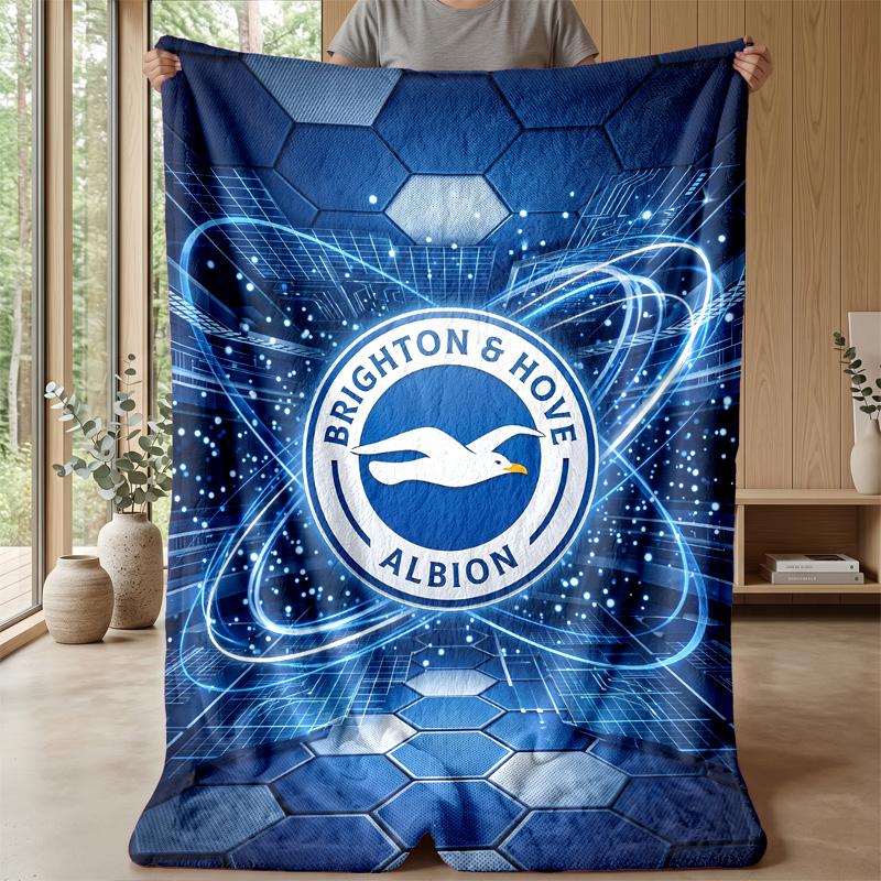 Coperta in Flanella con Stampa Calcio Brighton & Hove Albion, Coperta Morbida Calda Leggera per Divano Letto Campeggio