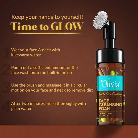 Olivia Daily Skin Boosting Face Cleansing Foam Built In Brush Face Wash for Healthier Skin Face Wash 150ml