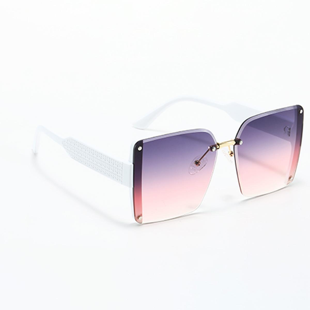

Modern Fashion Orange Grey Gradient Square Sunglasses With Orange Metal Strip Decoration Sunglasses Women Glasses Women