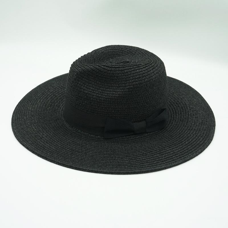 European And American Big Brim Black White Panama Jazz Top Hat Men And Women Summer Sunshade Sunscreen Vacation Beach Straw Hat