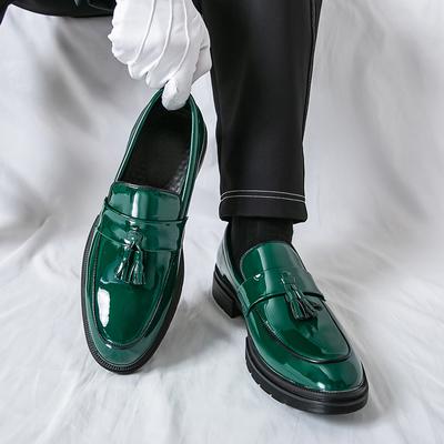 Fashionable Banquet Business Men's Comfortable Tassel Leather Shoes Brand New Men's Patent Leather Glossy Breathable Loafers