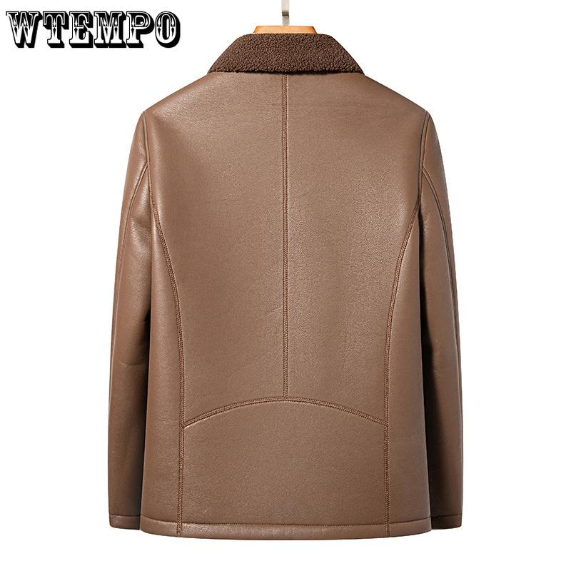 Men's Coat Leather Jacket Fur Integrated Warm Short Casual Leather Lapel Winter Thickening Leisure Jacket