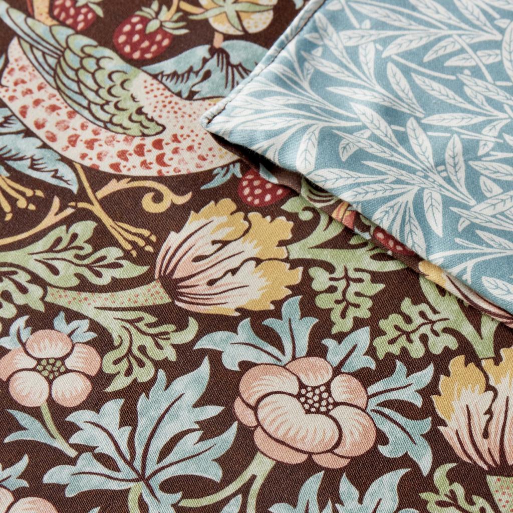 Nishikawa Bettbezug, Einzelbett, waschbar, Baumwolle, Morris Gallery Strawberry Thief, einfaches An- und Ausziehen mit Druckknöpfen, wendbar, hergestellt in Japan