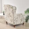Floral Wing Chair Covers Stretch Spandex Armchair Cover with Seat Cushion Cover Elastic Sofa Slipcovers Kingback Sofa Slipcovers