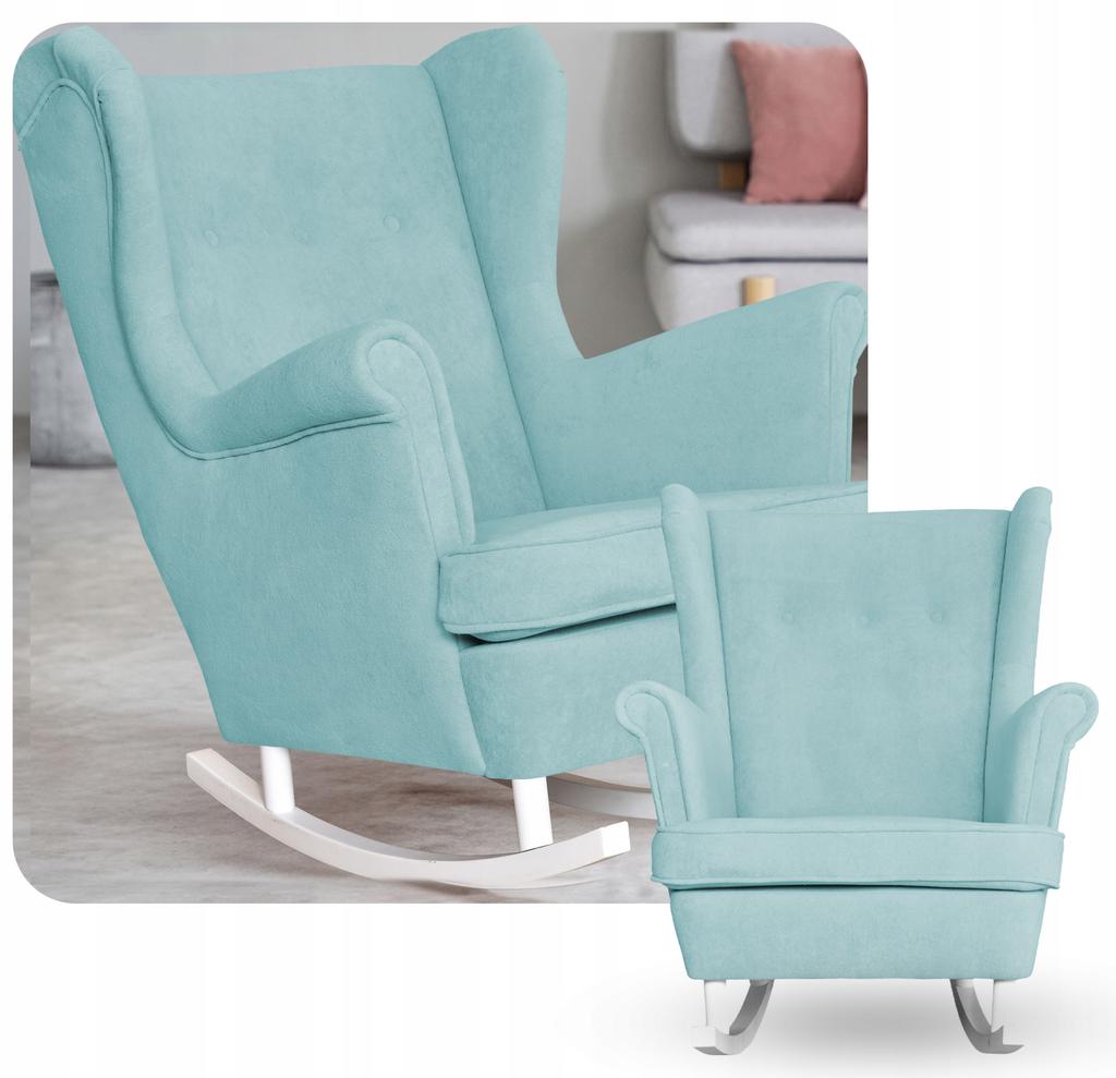 Fotel uszak bujany skandynawski welur Hunter Family Meble błękitny