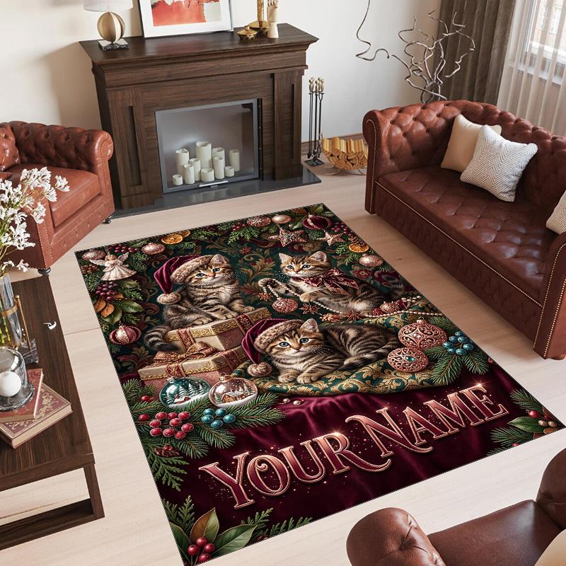 Virgin Mary Theme Crystal Velvet Rug Personalized Custom Name Text Soft Floor Mat Home Decor