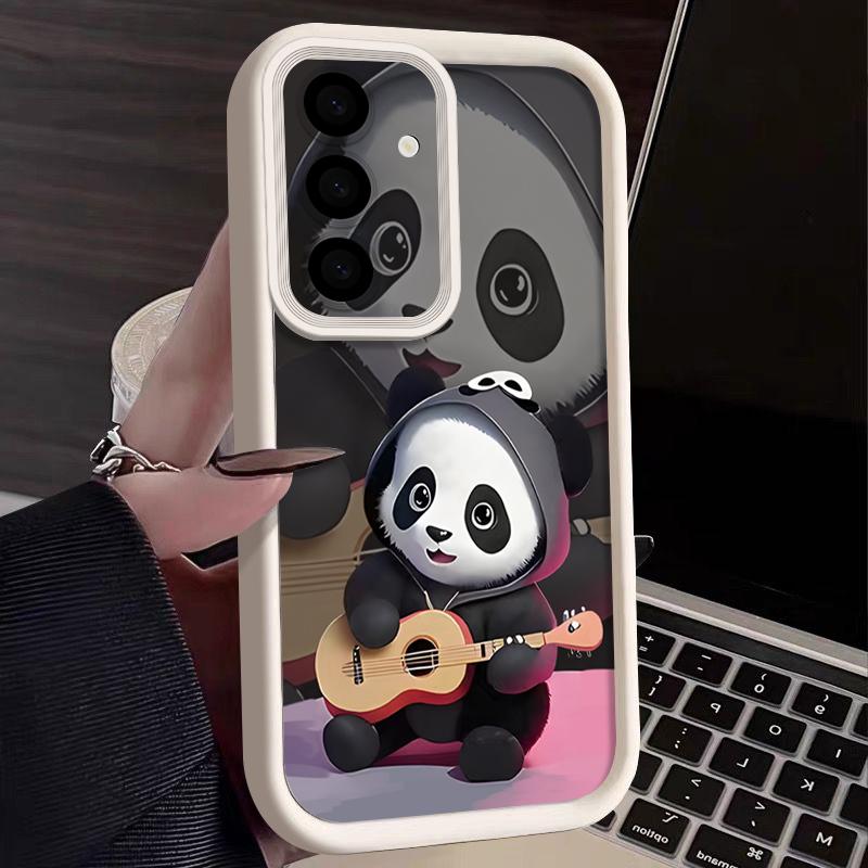 Guitar-playing Panda Case For Samsung Galaxy S26 S25 Ultra S24 S23 S22 S21 FE A15 A35 A55 A16 A26 A36 A56 A17 A37 A57 5G Cover