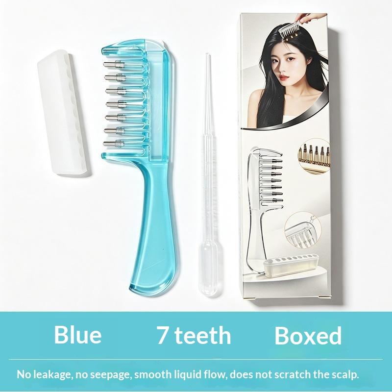 Unisex Transparent Essential Oil Applicator Massage Comb With Built-In Liquid Reservoir Rolling Metal Teeth