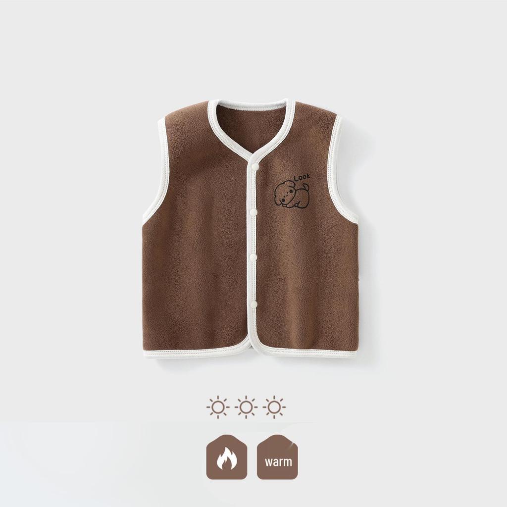 Vestă Coral Fleece Căptușită cu Fleece pentru Bebeluși, Băieți și Fete - Îmbrăcăminte Exterioară Caldă pentru Toamnă/Iarnă