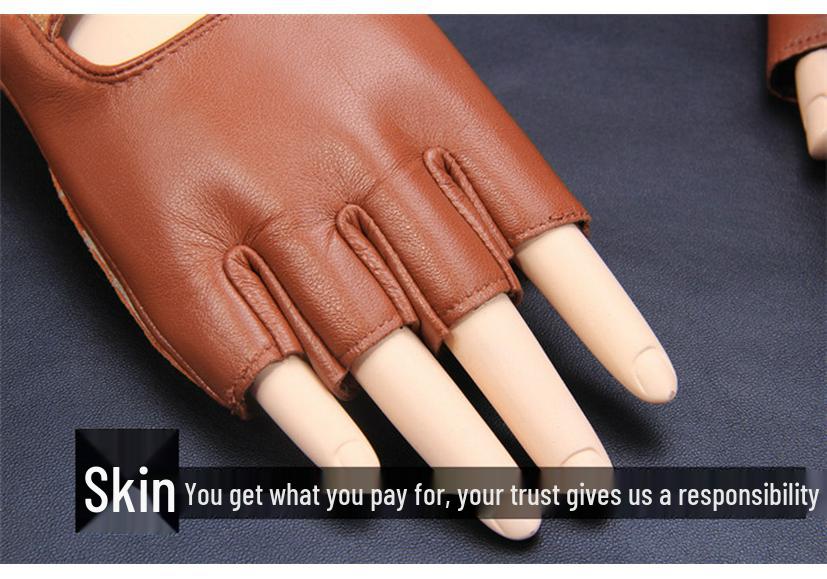 Atmungsaktive Ziegenleder-Halbfingerhandschuhe für Damen und Herren für Fitness, Autofahren, Radfahren und taktische Einsätze