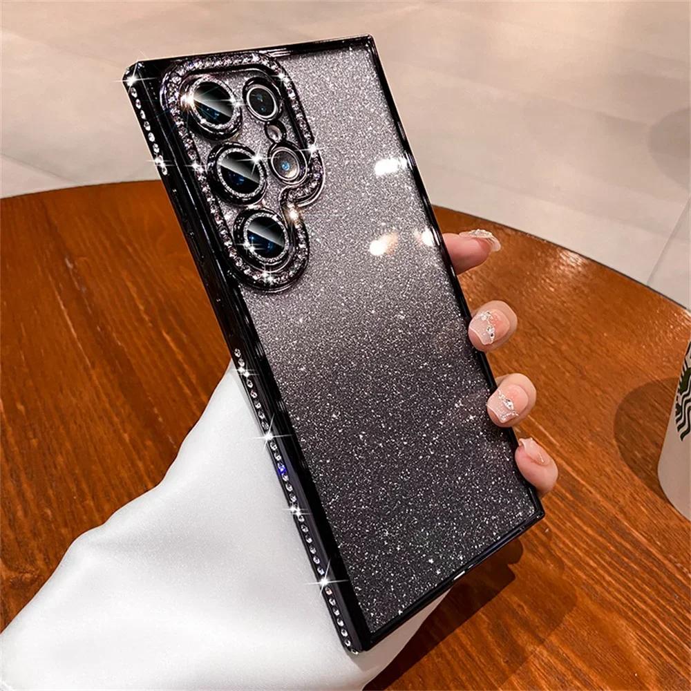 Luxury Glitter Rhinestone Case For Samsung Galaxy S26 S25 S24 S23 S22 Ultra Plus Bling Crystal Clear Plating Shockproof Cover