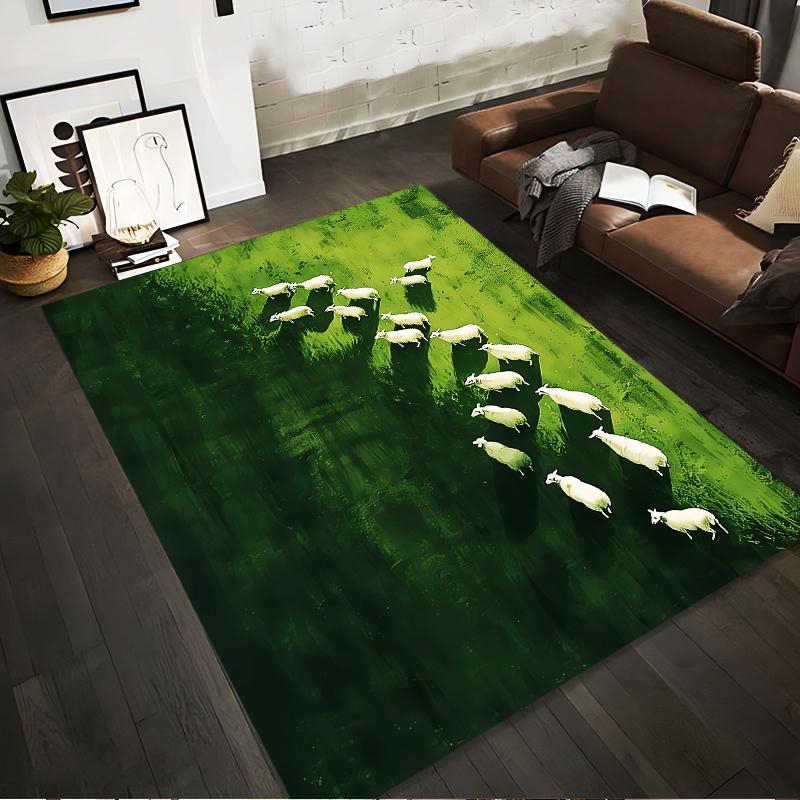 

Green Carpet with Sheep Pattern, Farm Animal Design for Living Room Suitable for use as an anti-slip for living room bedroom sofas 40x60cm( 15x23in )