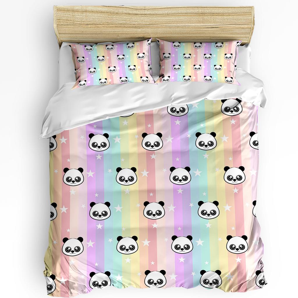 Cartoon Kawaii Panda Duvet Cover Bed Bedding Set Home Textile Quilt Cover Pillowcases Bedroom Double Bedding Set No Sheet