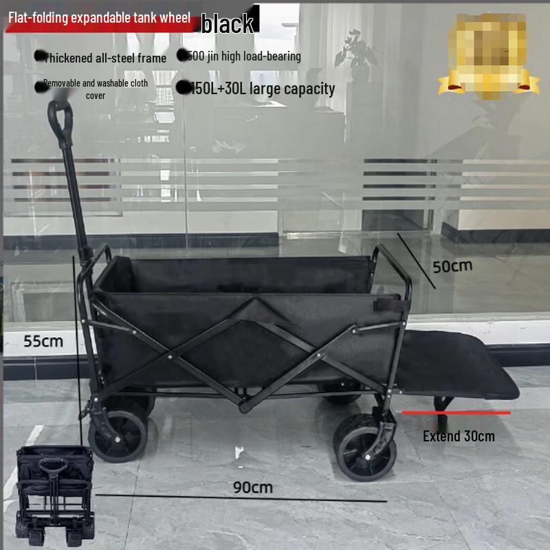 Heavy-Duty Green Camping Wagon with 10-Inch Wheels