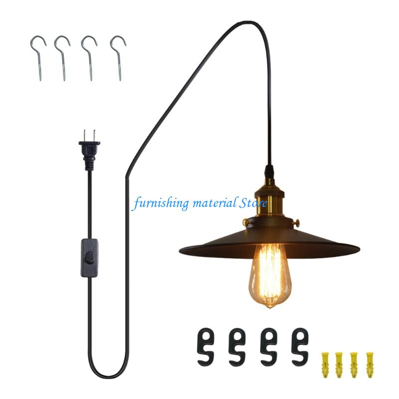 Y5GD Plug in Pendant Light Industrial Hanging Lamp Iron Dome Lights for Living Room, Kitchen, Dining Room Lighting