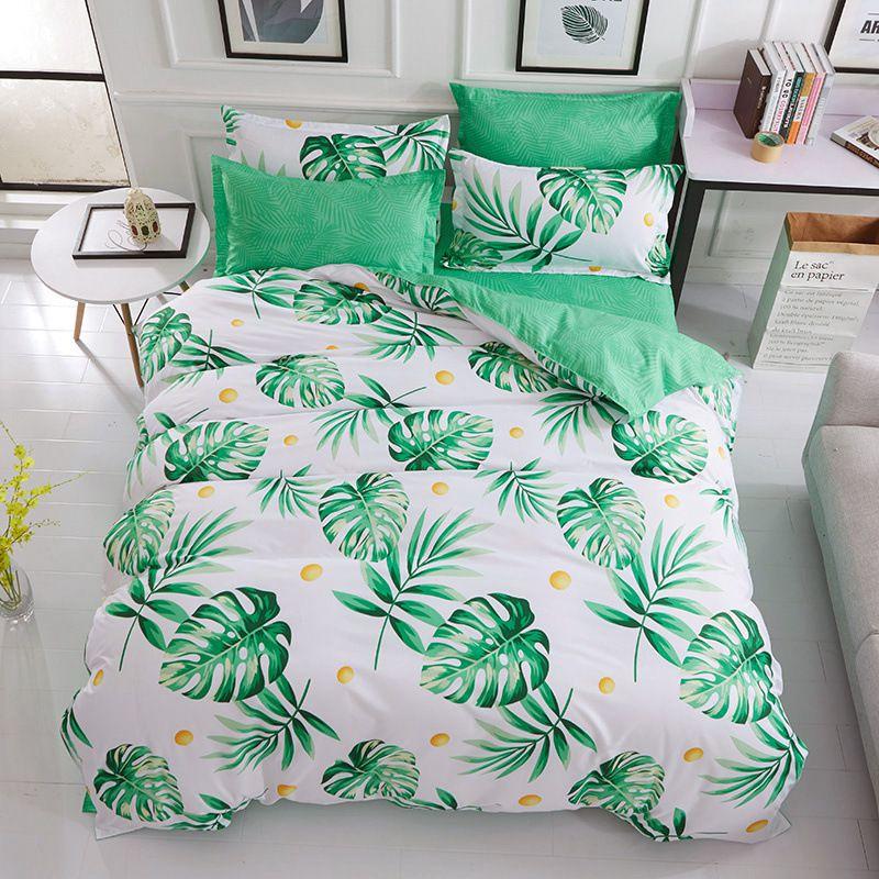 

Luxurious Tropical Leaf Quilt Cover Doona Cover Duvet Cover Bedding Set For Single Double King Double