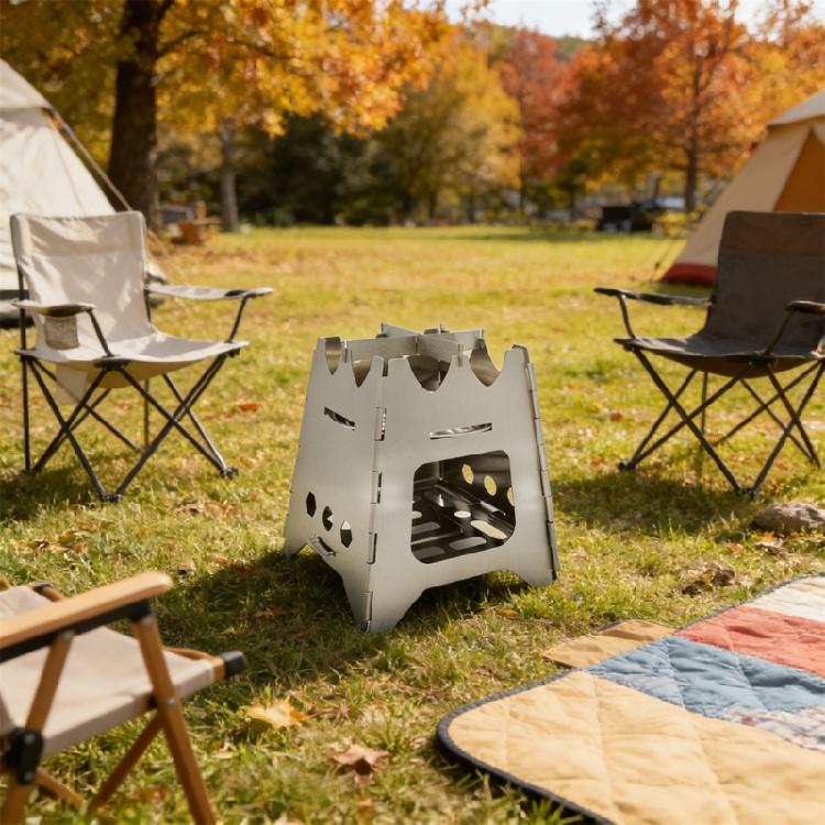Windproof Wood Burning Foldable Stainless Steels Wood Stove Survival Stove Camping Backpacking Firewood Stove Folding