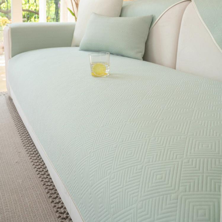 Summer Cool Doudou Ice Silk Special-shaped Sofa Cushion Mat Cushion Fixed Non-slip New Straight Row Sofa Cover