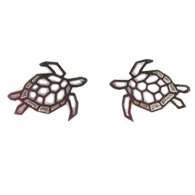 [Q6095] - Silver 'Turtle' Handmade Earrings - 13x10 Mm