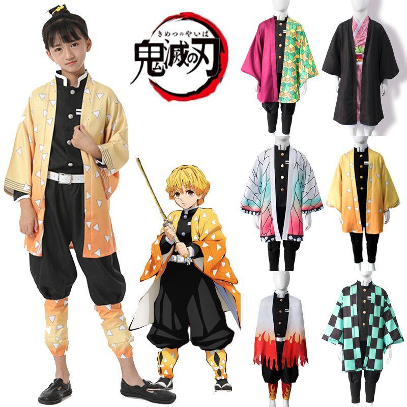 Slayer Demon Kimetsu No Yaiba Kamado Nezuko Kids Cosplay Costume Robes Kimono