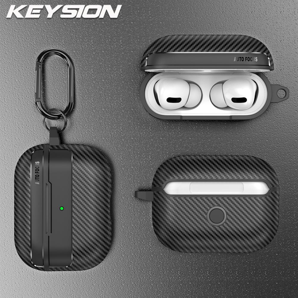 KEYSION Shockproof Case for AirPods Pro 3 Carbon Fiber Texture Soft TPU Silicone Bluetooth Earphone Cover for AirPods Pro 3 2025
