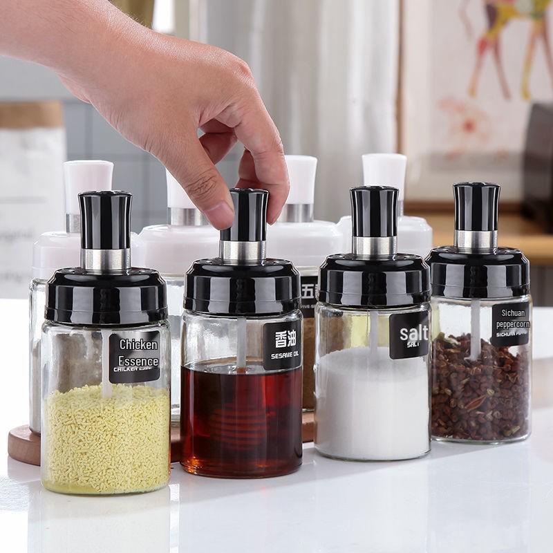 Luxury Glass Salt and Spice Dispenser Set for Kitchen