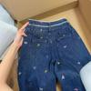2024 Autumn Women's American Style Colorful Bow Wide-Leg Jeans