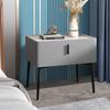 Fully Assembled Modern Italian-Style Leather Bedside Table with Storage
