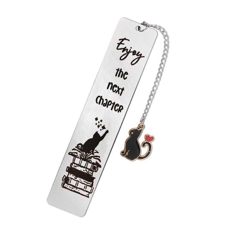 Stainless Steel Bookmarks Chain Bookmarks Cats Pendant Bookmarks Metal Book Mark Book Page Divider Gift for Book Lover