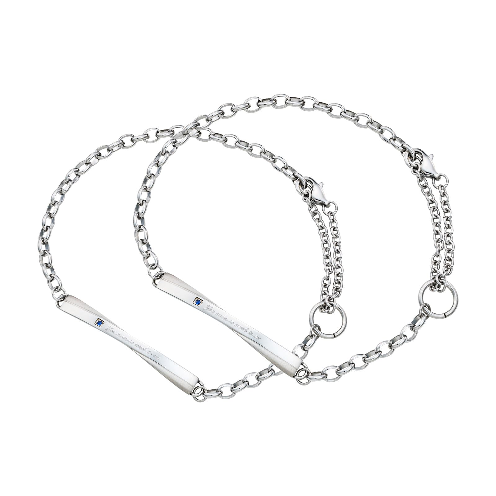 

Pair Bracelet Set of 2 Surgical Stainless Steel 316L Cubic Zirconia Cross Matte Matte Message [White Clover] 15cm-24cm 4SBR051SV&4SBR051SV срібний