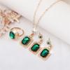Green Crystal Jewelry Set for Women Square Rhinestone Necklace / Earrings / Rings Fashion Jewelry For Lady New Year Gift 2026