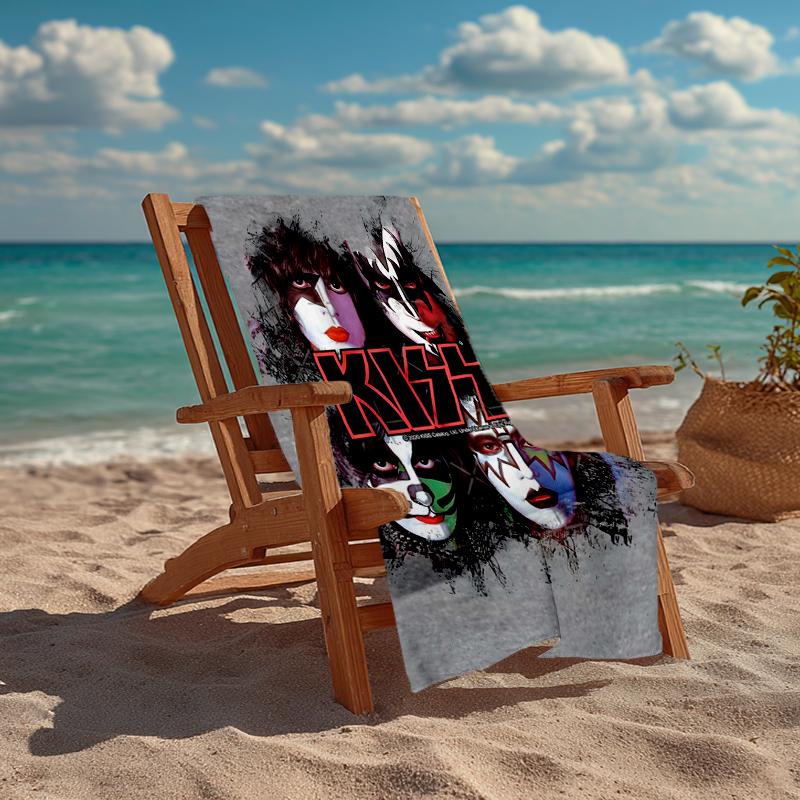 Kiss-Inspired Fashion Beach Towel: Ideal for Summer Adventures Soft, absorbent and quick drying suitable for swimming and bathing