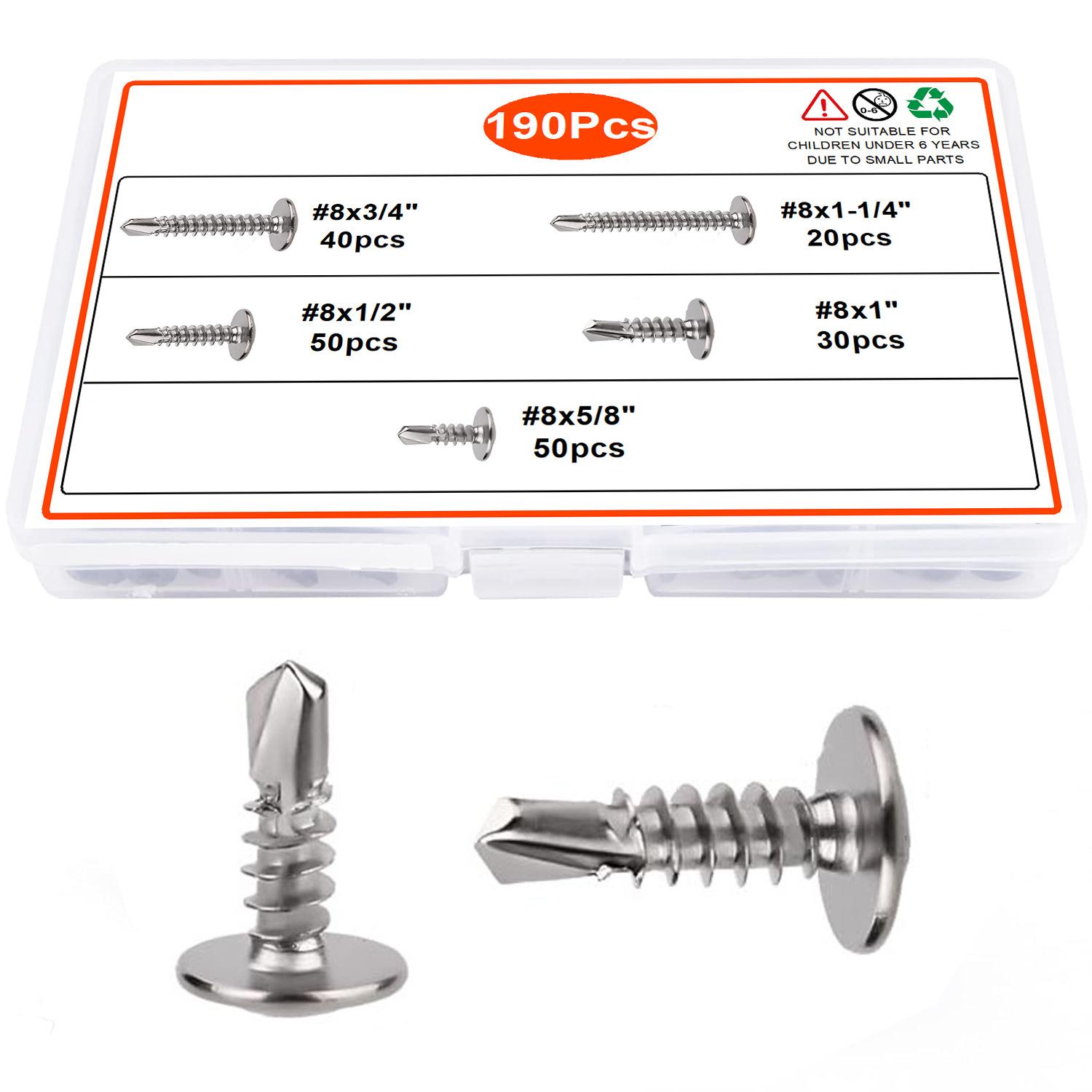 

190 шт. черный цинк/натуральный крестообразный шайба самонарезающий сверло хвостовик набор 370 шт. шестигранная головка шайба коробка ласточкин хвост 190pcs True Color