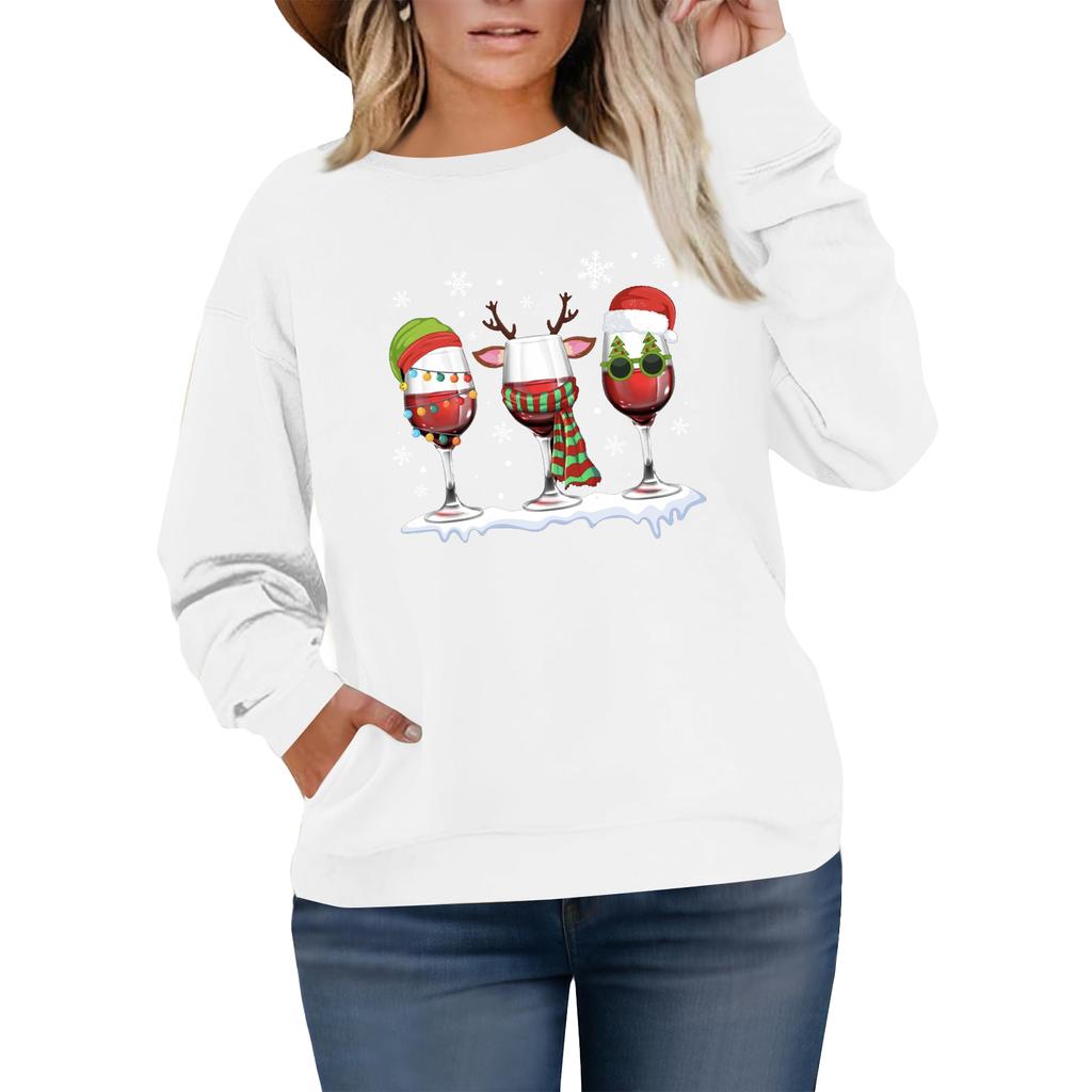 Damen Modisches Lässiges Übergröße Langarm Pullover Bedrucktes Sweatshirt