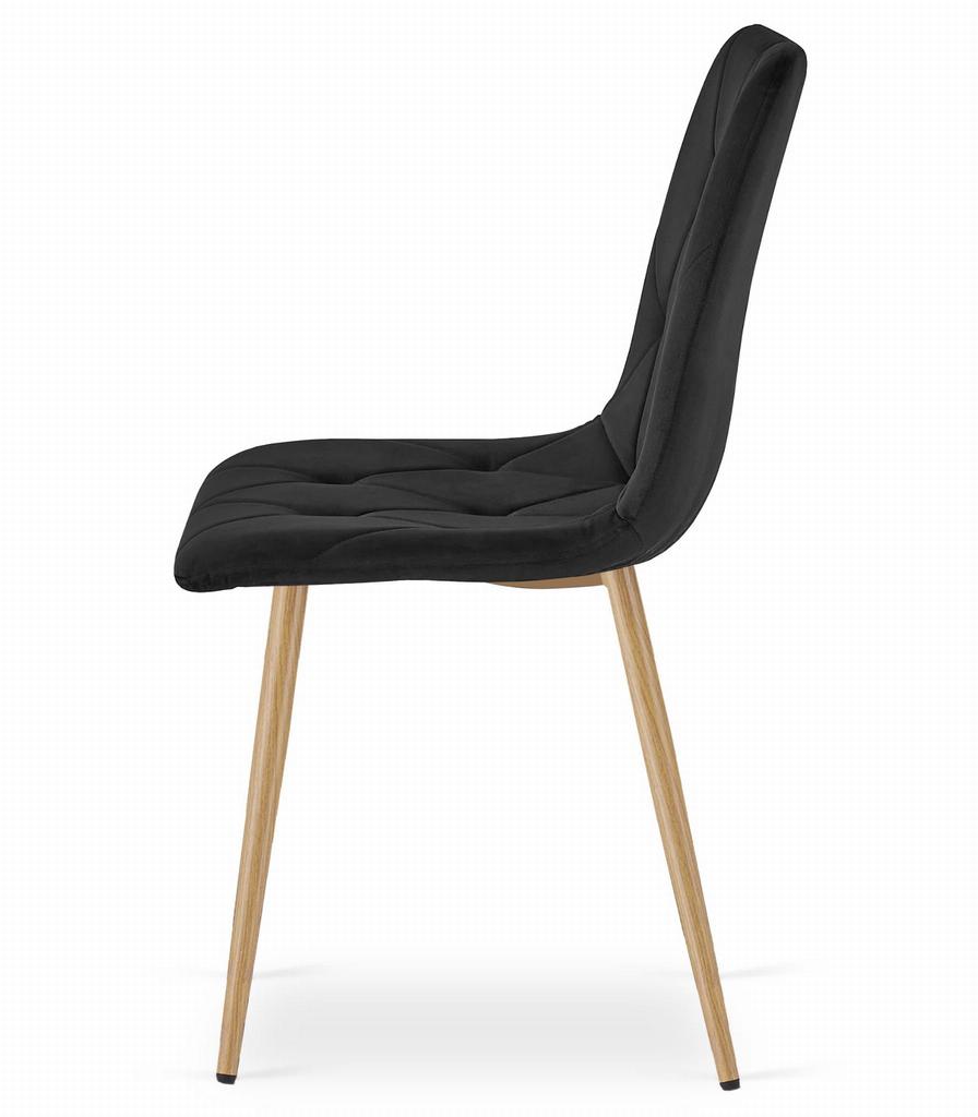 LIBRA chair - black velvet / wood-colored legs x 2