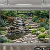 2D planar courtyard stone steps, cascading waterfalls and waterfall background fabric - landscape theme