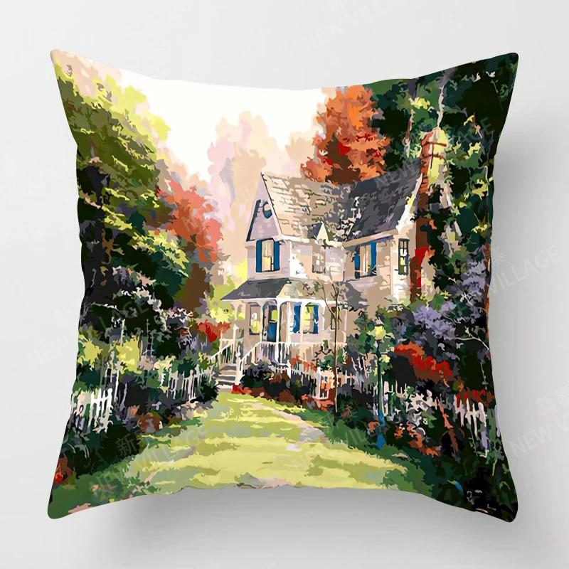 Heim Wohnzimmer Dekoration Kissenbezüge Vintage Ölmalerei Stil Wurfkissenbezug 45*45 Kissenbezug 40x40cm 50x50 45x45