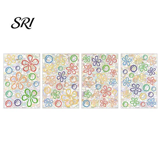 Removable Window Decoration 4 Sheets Rainbow Flower Clings Small Iridescent Prism Glass Surface Sticker Anti-Collision Static PVC Decals for Sets