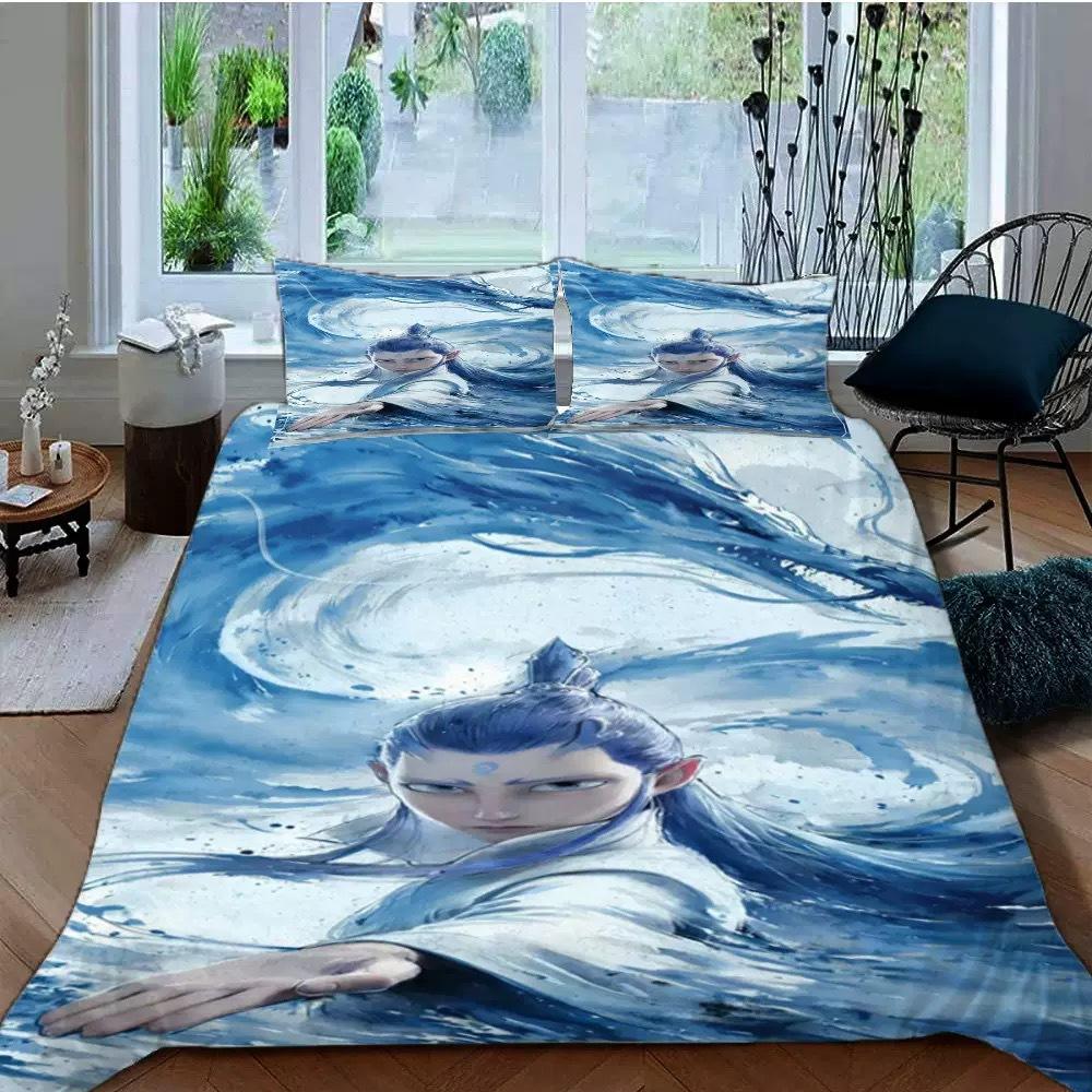 Bedding Three-Piece Set 3D Digital Printing Cartoon Nezha 2 Quilt Cover Three (Four) Pieces