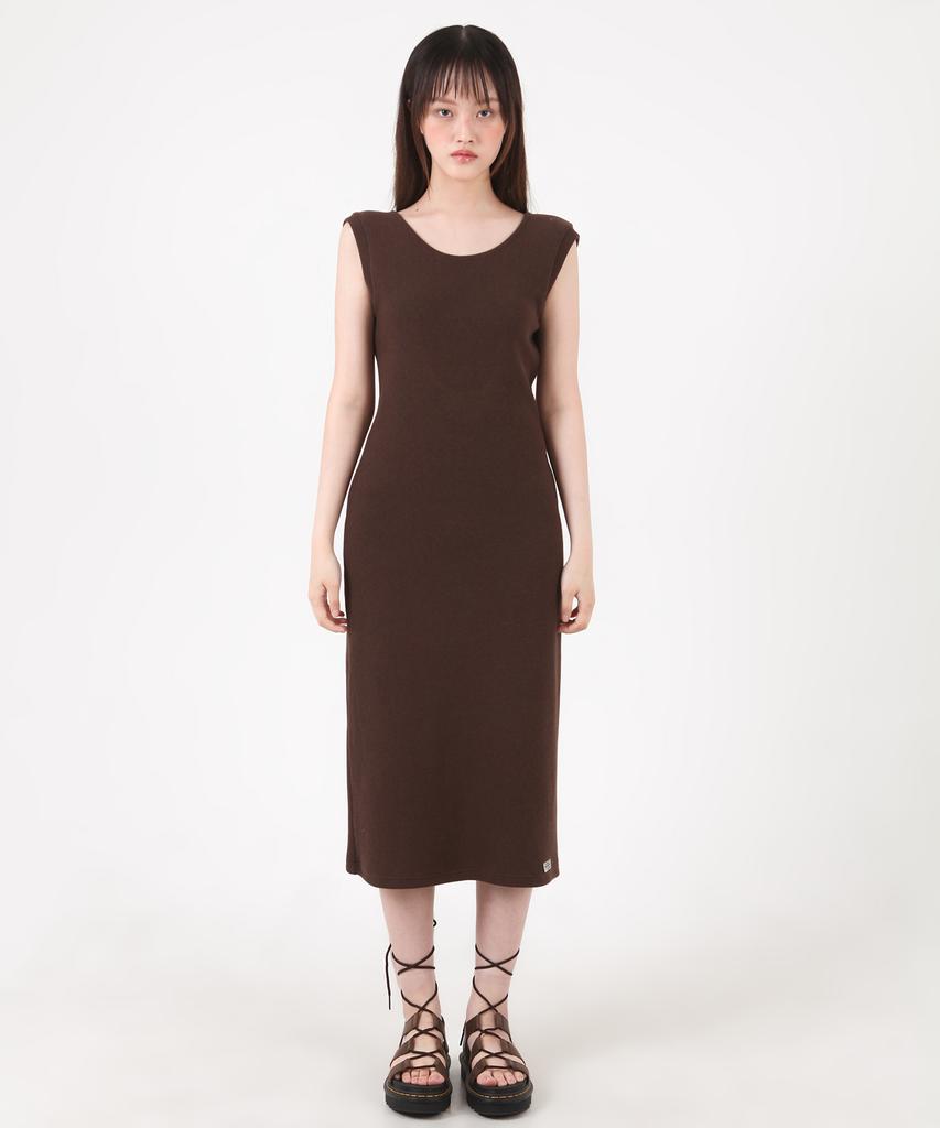 Catharsis Knitting Tank Tab Backless Long Dress Brown One Size