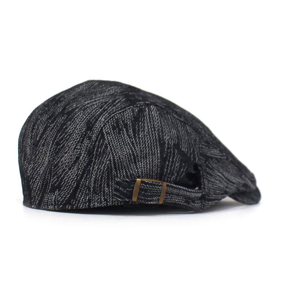 Fashion Cotton Jacquard Denim Beret British Vintage Versatile Forward-Facing Cap Striped Duckbill Cap Men's Trendy