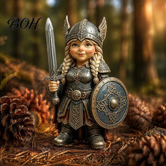 Stable Base Desk Sculptures Viking Gnome Warrior Figurine, Resin Nordic Dwarf Statue, Decorative Weather Resistant Yard Decorations Soldier