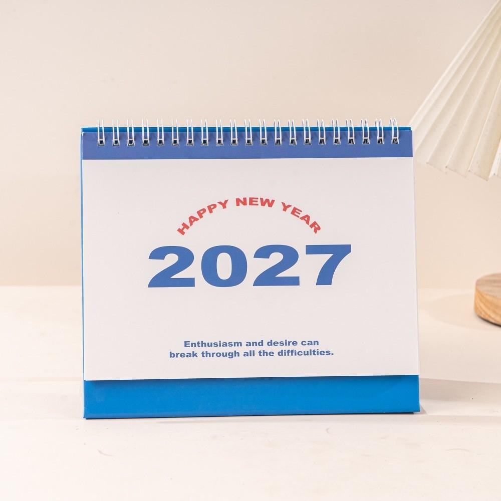 Metal Coil 2027 Desktop Calendar Standing Design Spiral Desk Calendar Schedule Planning