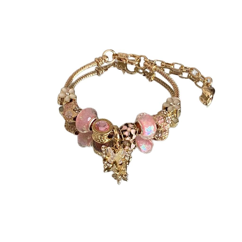 Vintage Butterfly Water Drip Bracelet With Beaded Design For Unisex Fashion Accessory
