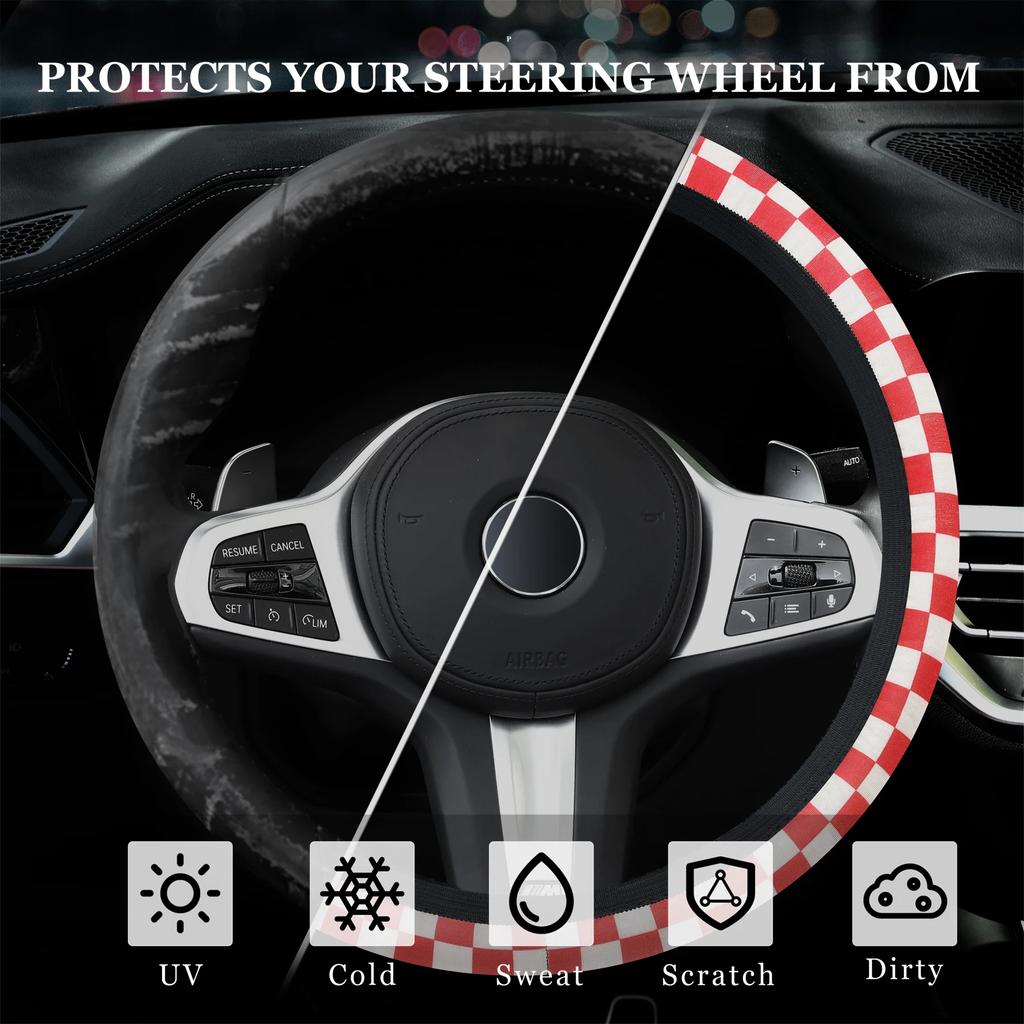 Car Steering Wheel Cover Advanced Sense Fashion Lattice No Inner Ring Breathable Non-slip Handlebar Cover Universal