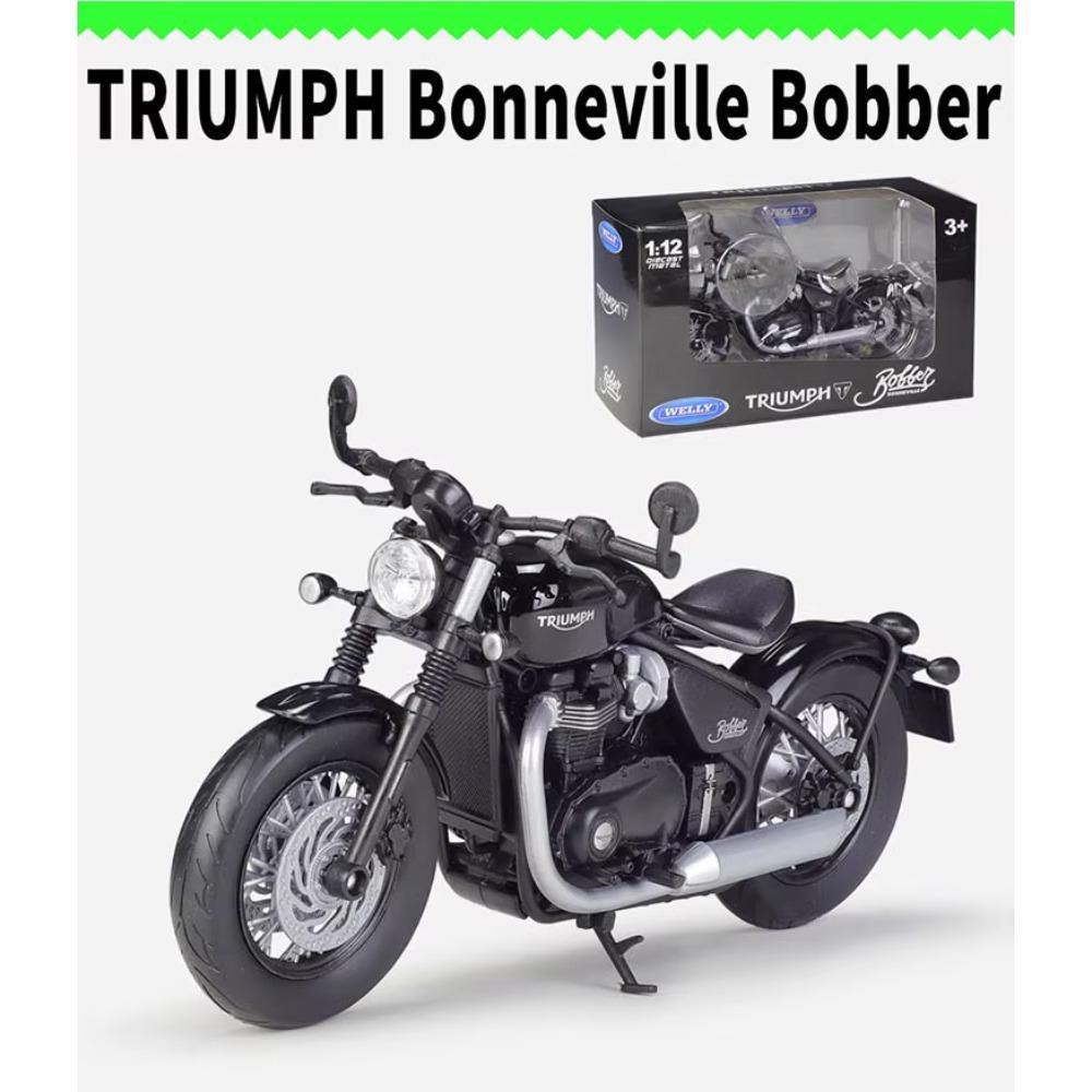 Welly 1/12 Scale Triumph Bonneville Bobber Alloy Miniature Motorcycle Model Toy Simulation Diecast Metal Children Toy Motorcycle Gift