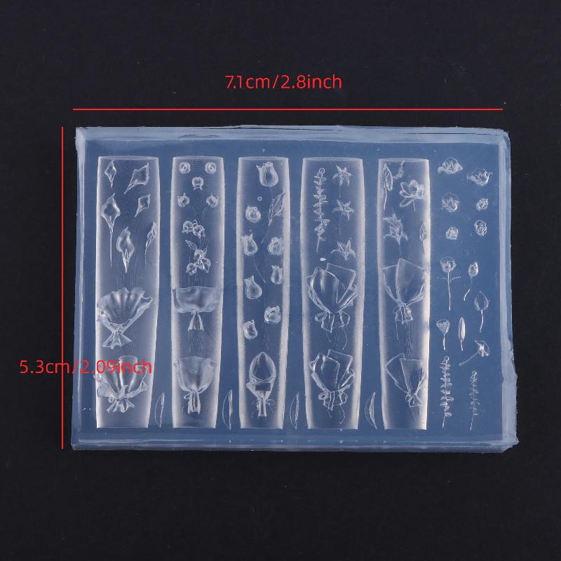 Flowers Nail Silicone Relief Flower Basket Shape Nail Art Mold 3D Nail Decoration Accessories Manicure Tool